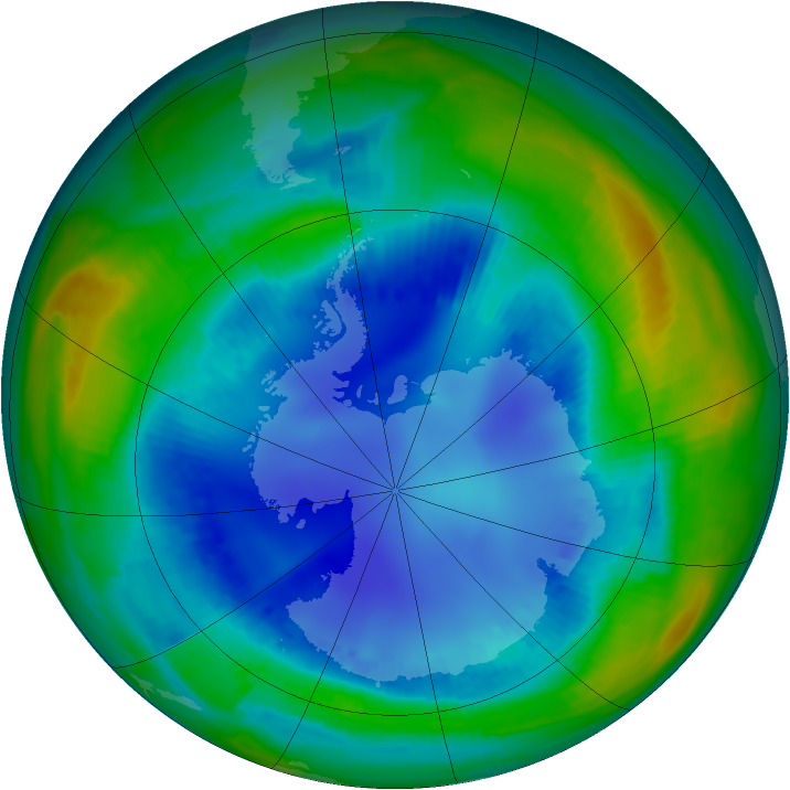 Antarctic ozone map for 14 August 1999